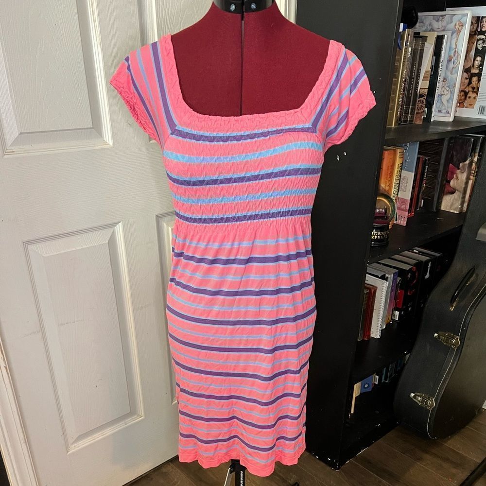 Sundress Size Small Pink with Blue and Purple stripes